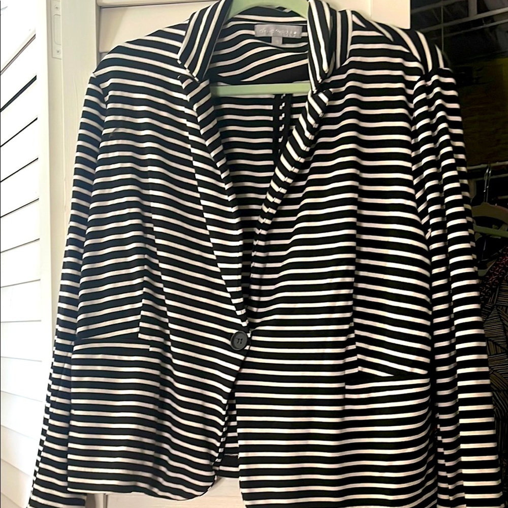 Women's Black and White Striped Jacket